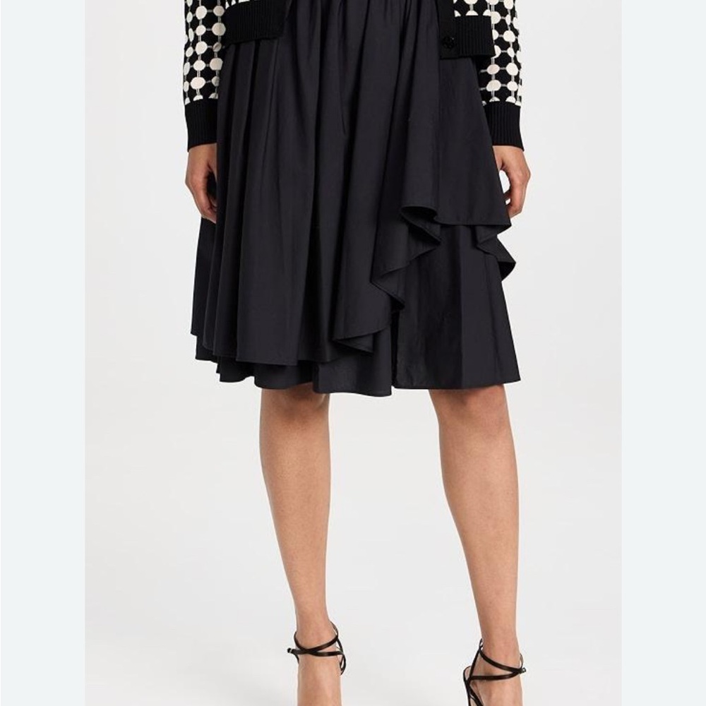 Tory Burch Black Ruffled Midi Skirt